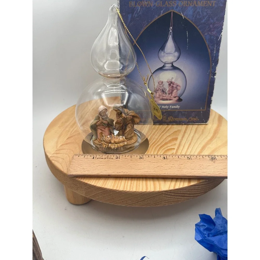 Fontanini Christmas Ornament Holy Family Nativity Inside Blown Glass Dome Italy